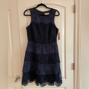 NWT Navy Nanette Lepore Floral Lace Dress Size 8